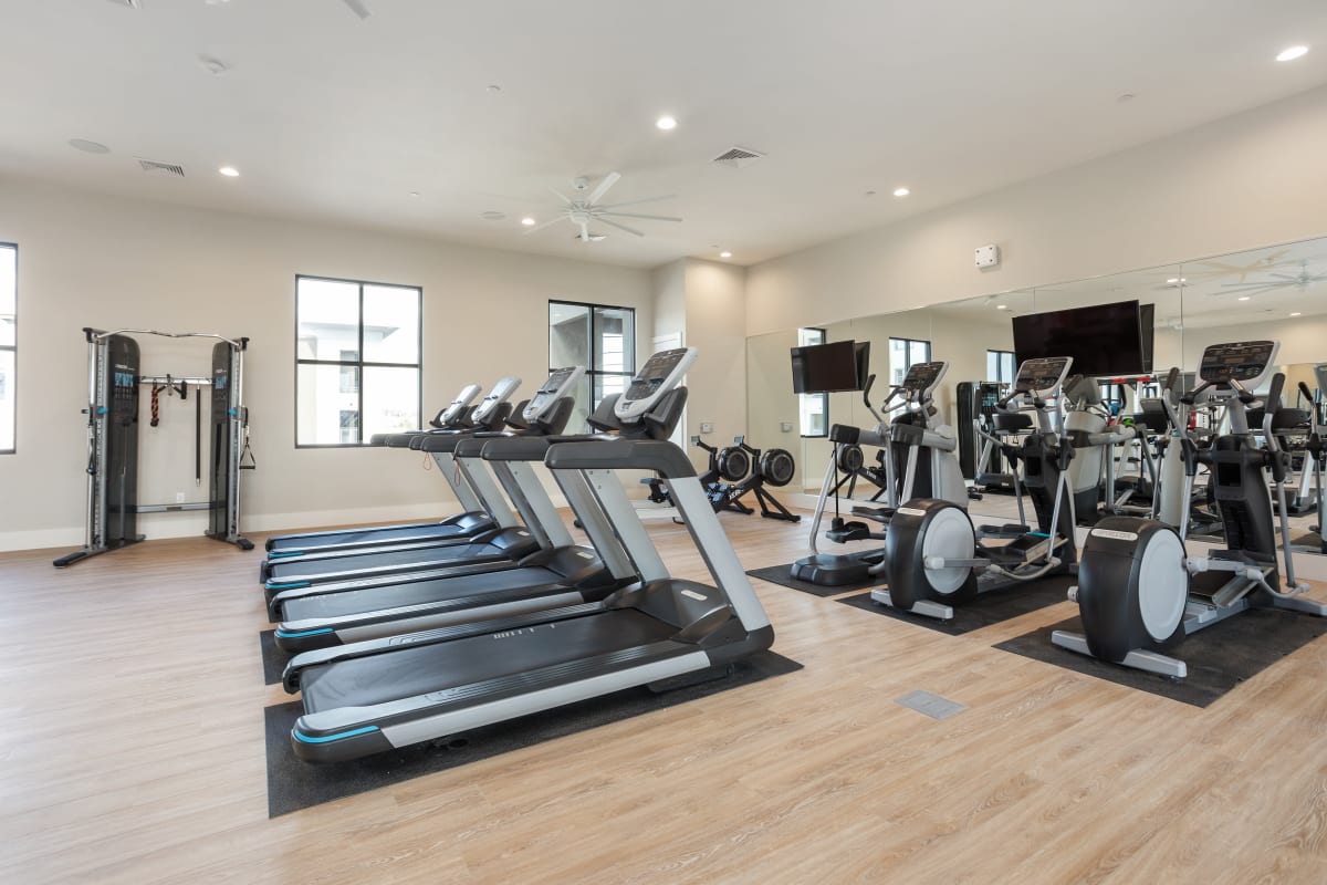 Fitness center with treadmills at The Aubrey, Tempe, Arizona