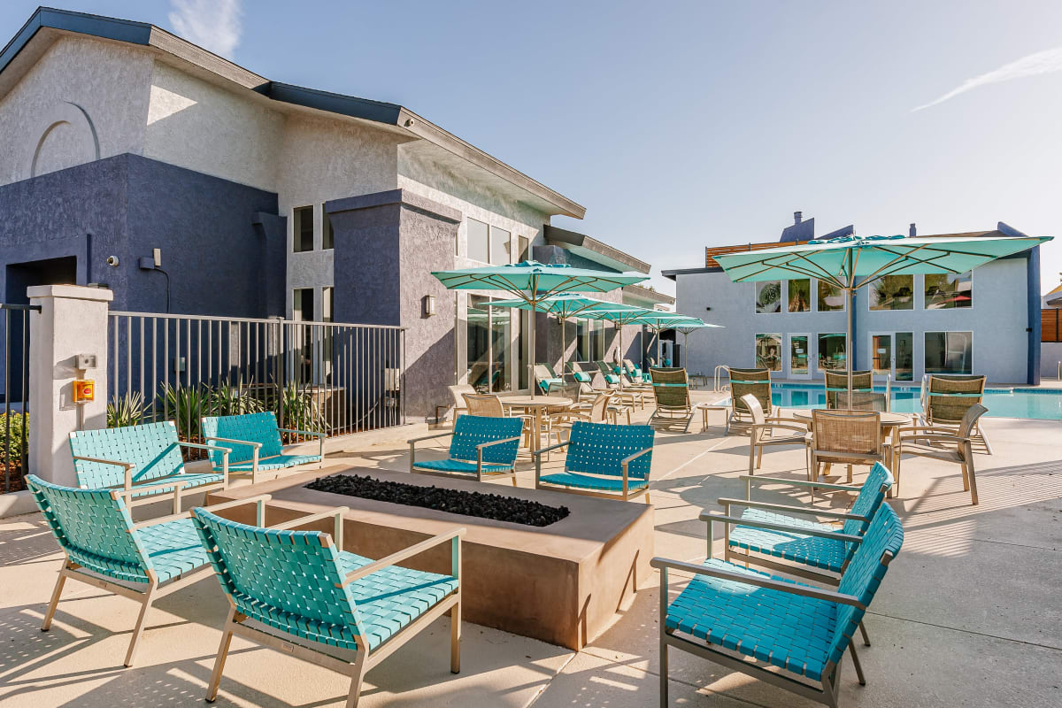 Exterior seating area at Reserve at South Coast in Santa Ana, California