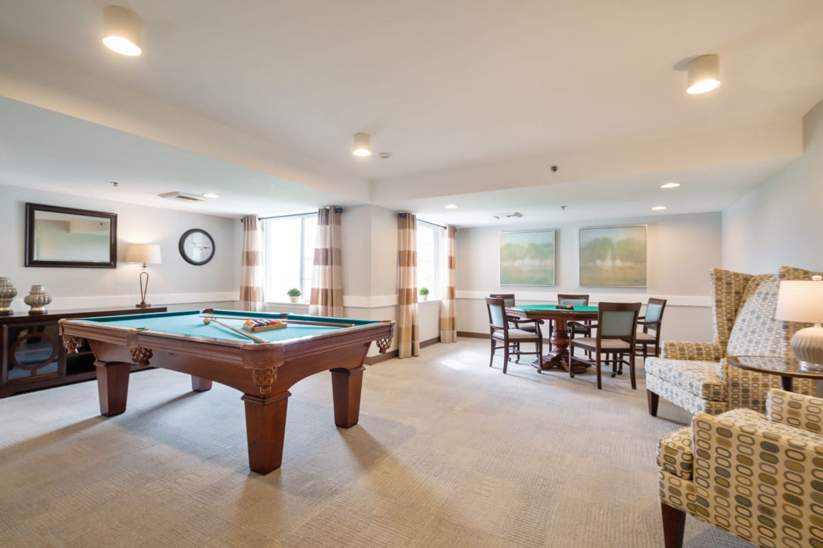 Game room at Trustwell Living at Cherryvale Place in Rockford, Illinois