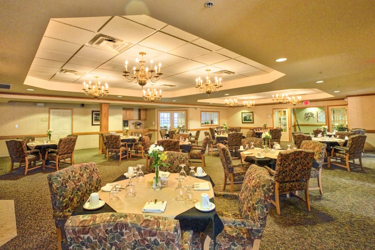 Resident dining hall at Trustwell Living at Westwood Place in Woodsfield, Ohio