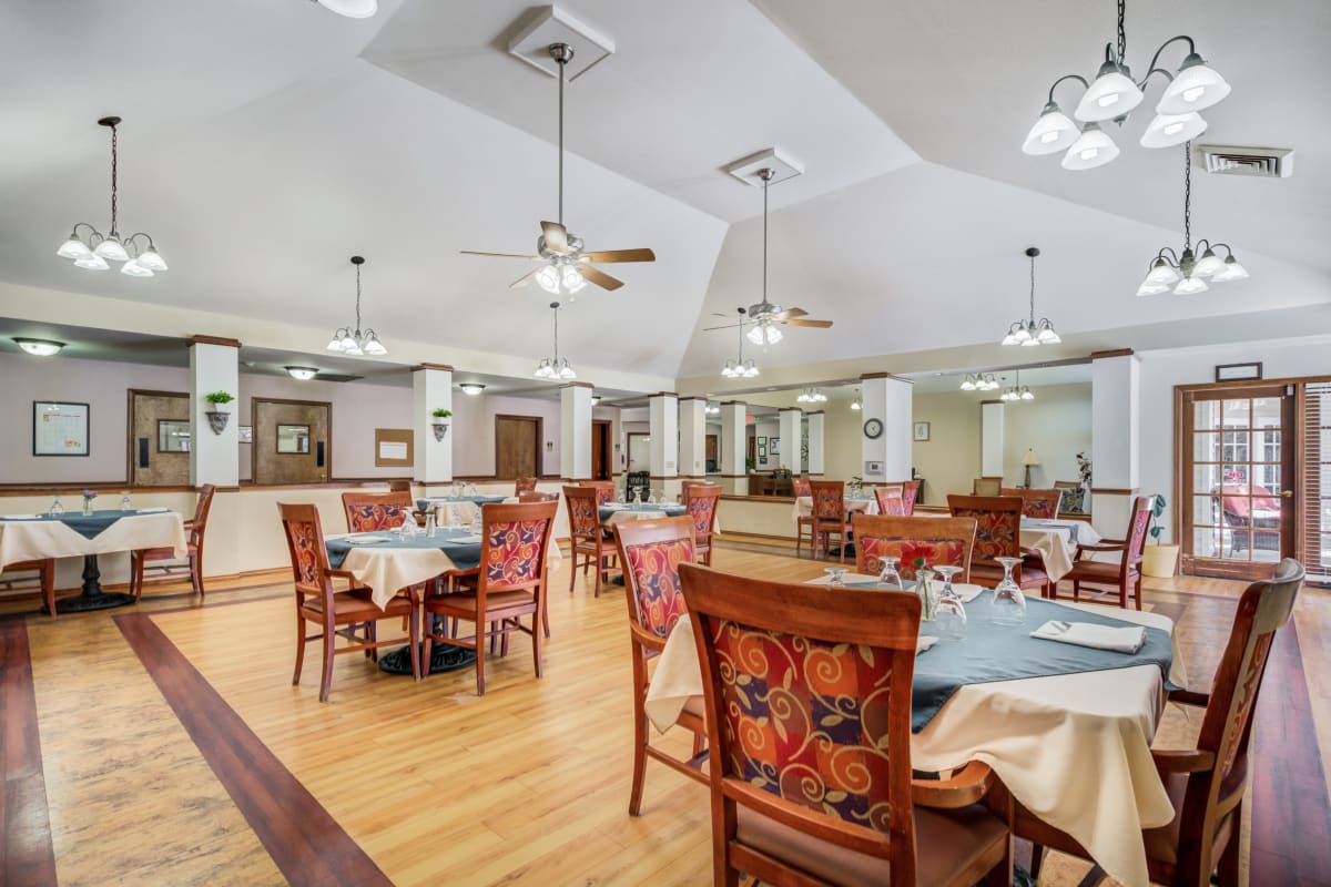 Dining room with tables and chairs at Marcy Place in Big Spring, Texas