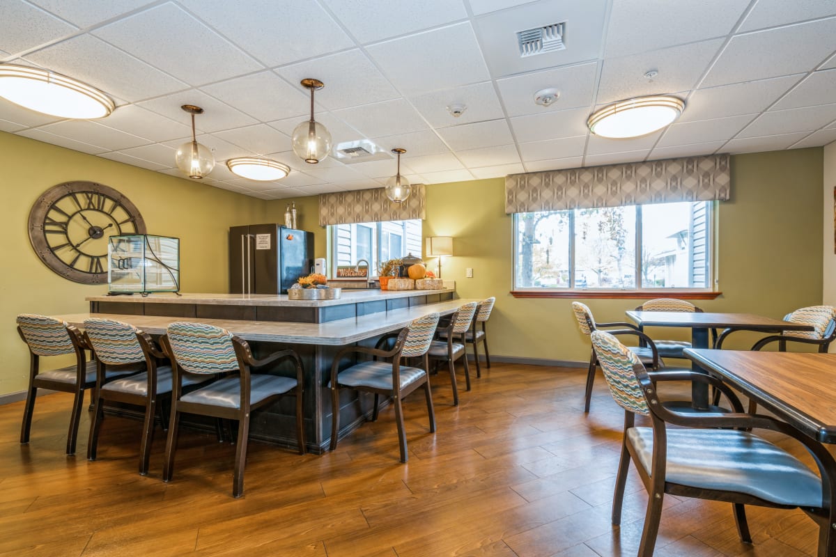 Community room for residents at Trustwell Living at Ridgeview Place in Spokane Valley, Washington