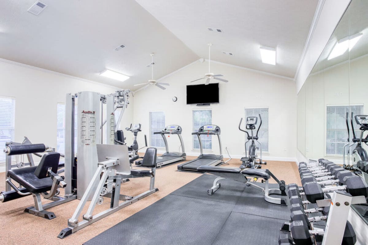 Fitness center with plenty of equipment at Villages of Cross Creek in Rogers, Arkansas