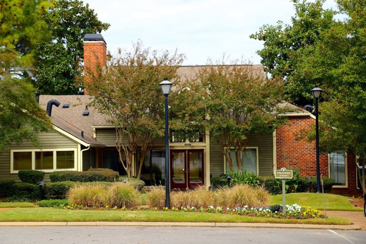 Exterior building with nice landscaping at Arbors of Century Center in Memphis, Tennessee