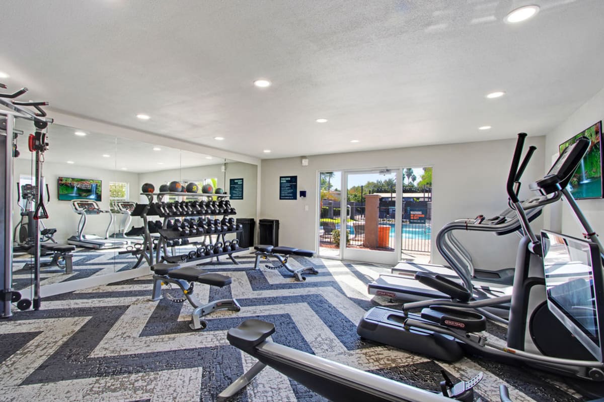Gym equipment at Riverside Apartments in Tempe, Arizona