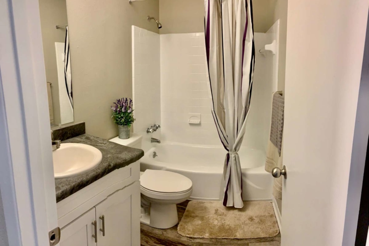 Bathroom with ample lighting at Tiger Pointe in Baton Rouge, Louisiana
