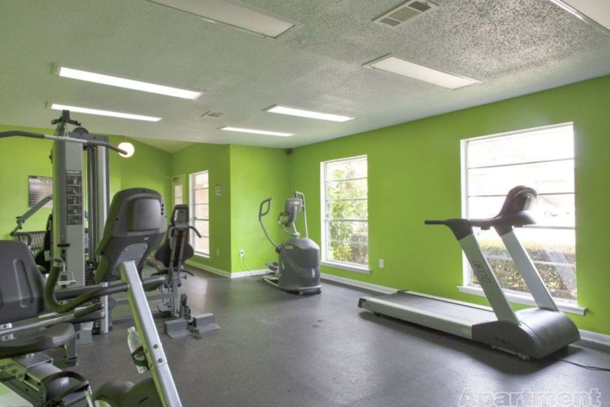 Fitness center with exercise equipment at Sherwood Acres in Baton Rouge, Louisiana