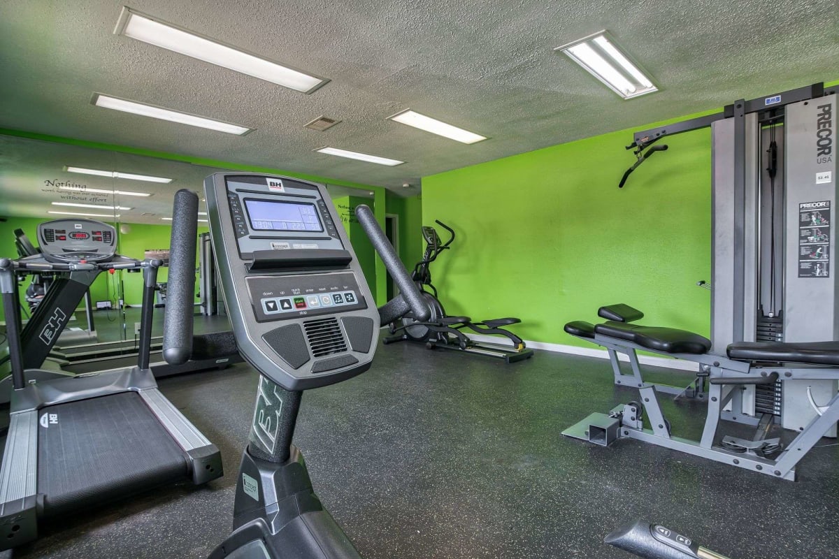 Fitness center with lots of equipment at Sherwood Acres in Baton Rouge, Louisiana