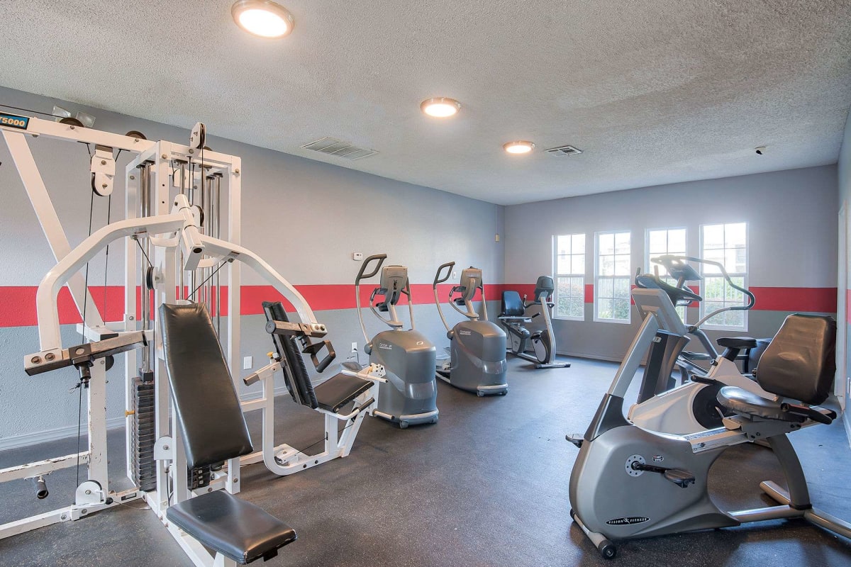 Fitness center with exercise equipment at St. Germaine in Harvey, Louisiana