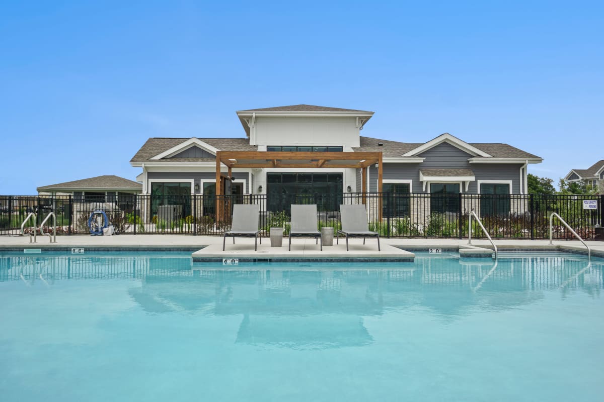 Reflective pool outside at Seasons at North Aurora in North Aurora, Illinois
