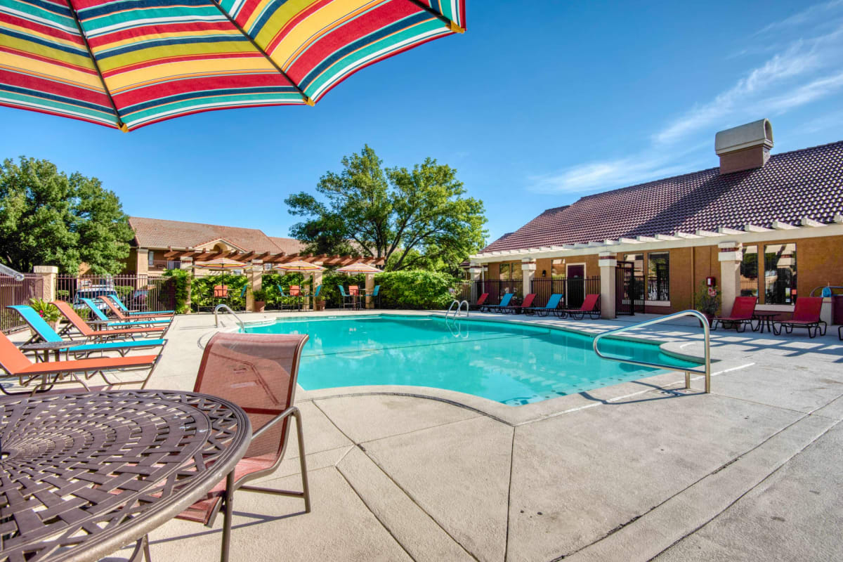 Refreshing swimming pool at Casa De Fuentes in Overland Park, Kansas