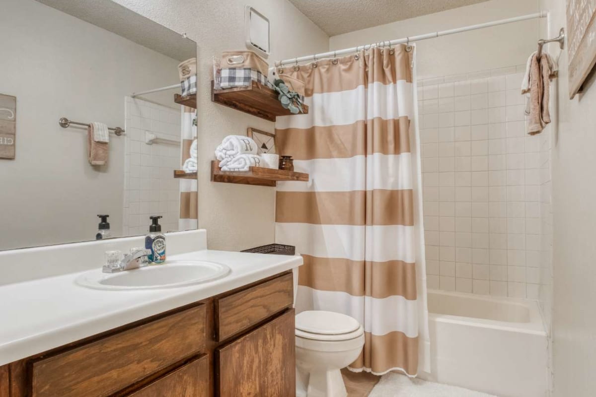 Residence bathroom with great lighting at Hunters Glen in Killeen, Texas