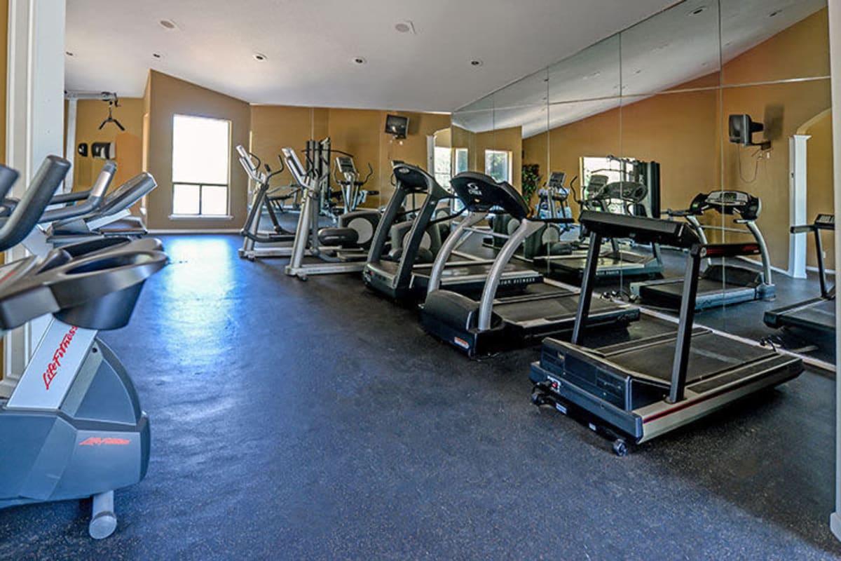Fitness center with treadmills at Legacy on Lynnfield in Memphis, Tennessee