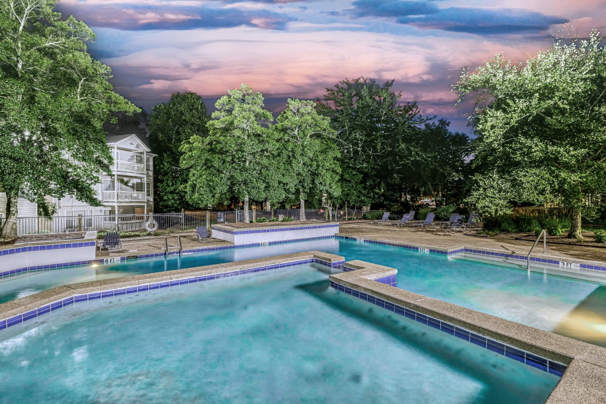 Modern swimming pool at Trinity Lakes in Cordova, Tennessee