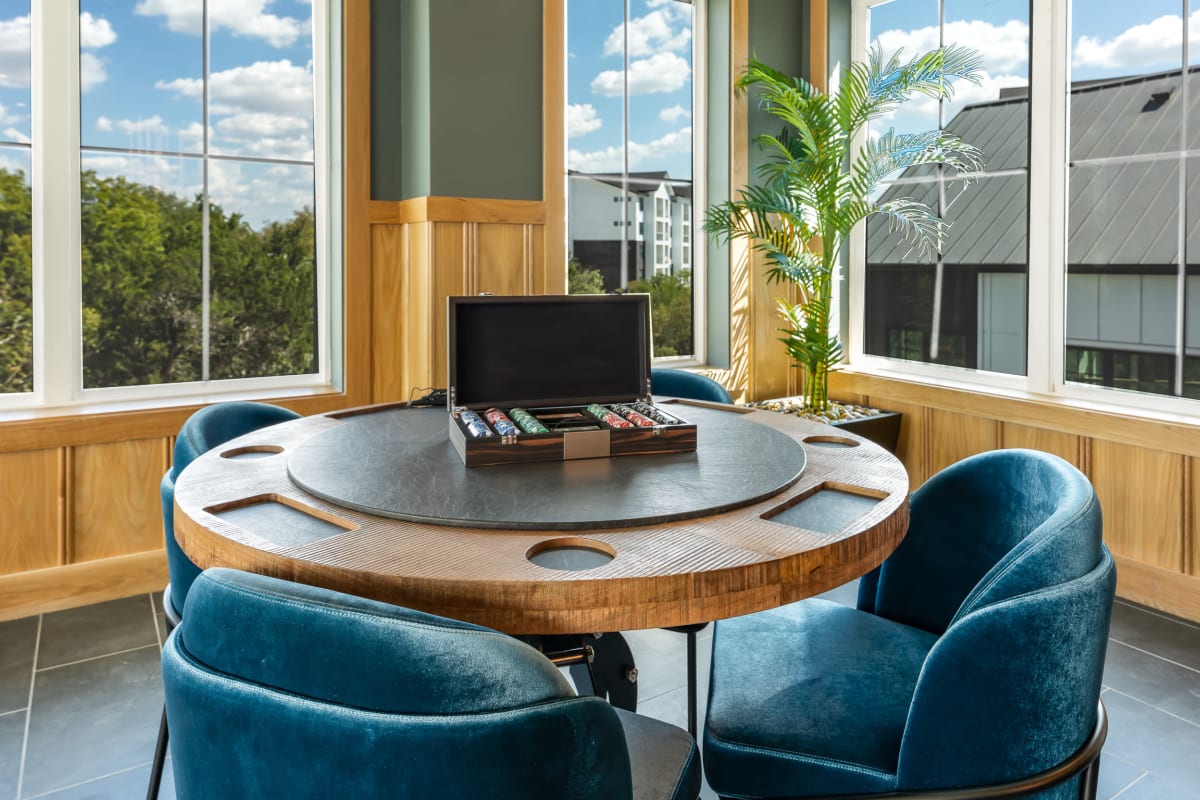 Speak easy lounge with card games and wifi at The Bennett in Austin, Texas