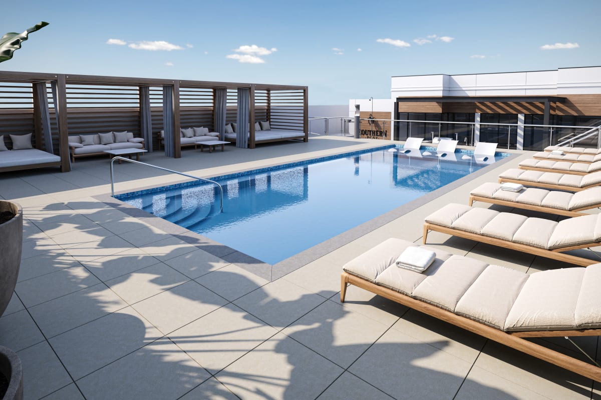 The rooftop pool at Chandler Residences in Roswell, Georgia