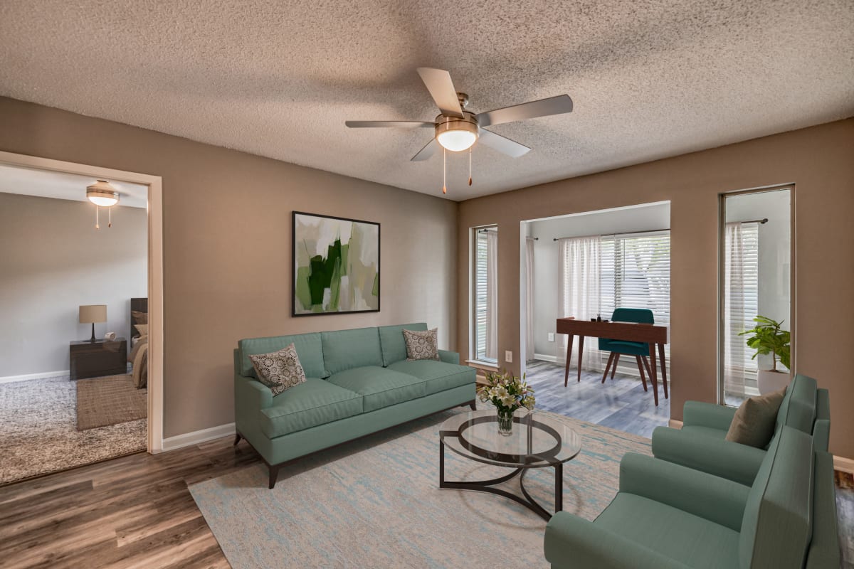 Model living space at Trinity Lakes in Cordova, Tennessee