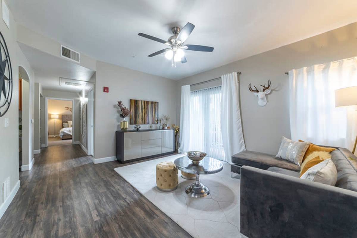 Spacious living room at Villas at D'Andrea Apartment Homes in Sparks, Nevada
