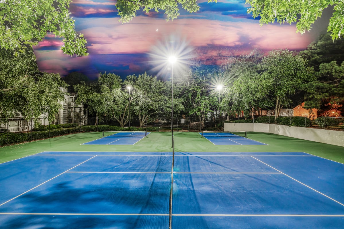 We have onsite tennis courts at Trinity Lakes in Cordova, Tennessee
