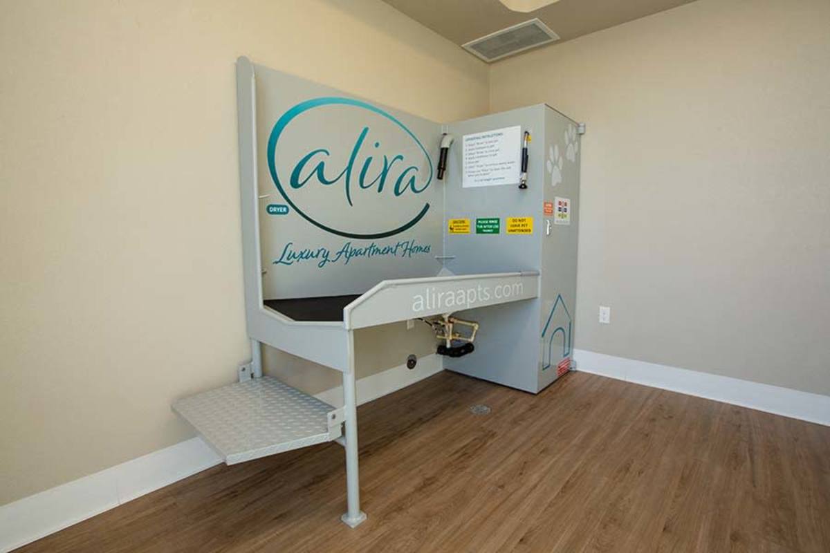 View amenities like our pet spa at Alira Apartments in Sacramento, California