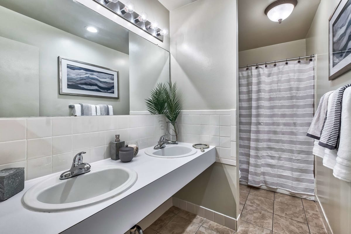 Large bathroom with great lighting at Wilkeswood in Wilkes Barre, Pennsylvania
