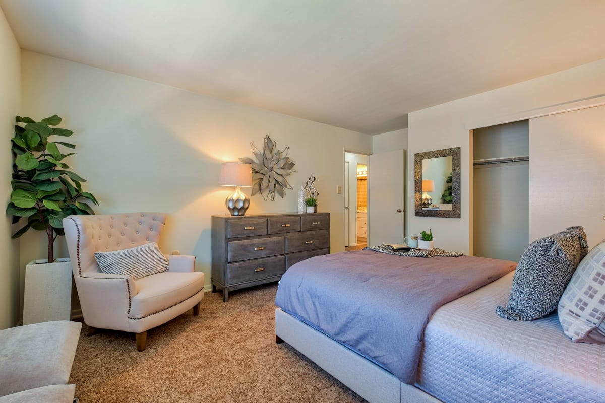 Secondary bedroom with plush carpeting at York Hills in York, Pennsylvania
