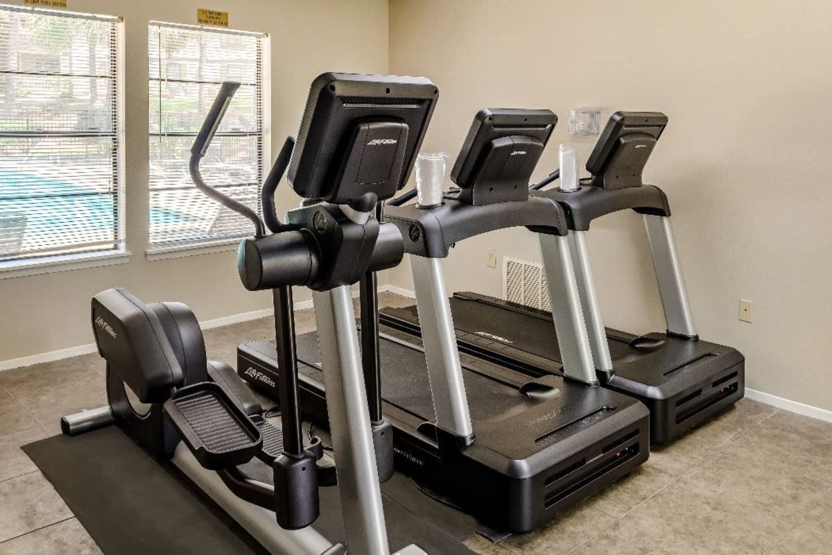 Treadmills in the fitness center at Knollwood in Mobile, Alabama