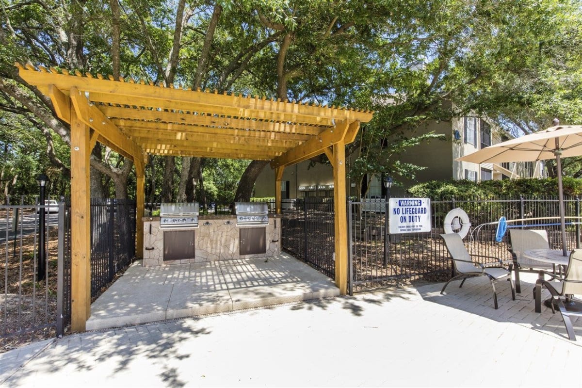 Community barbequing areas at Arbor Club in Pensacola, Florida