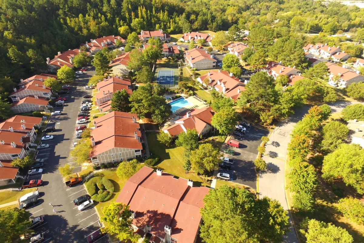 Community overhead view at Courts at Waterford in Chattanooga, Tennessee