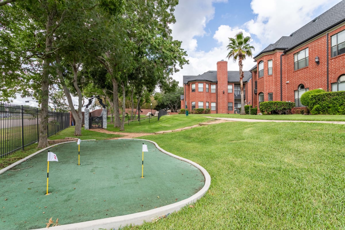 Community putting green at The Park at Waterford Harbor in Kemah, Texas