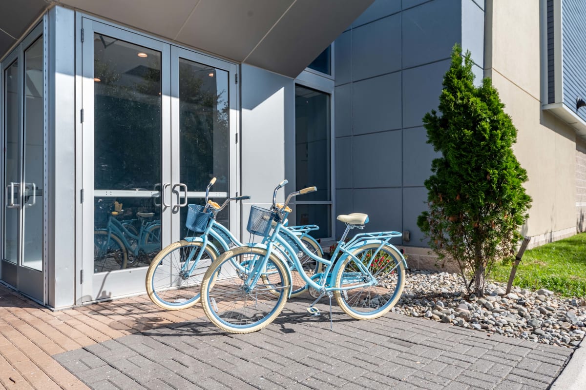 Bicycles parked out front of the entrance at Indigo 19 in Virginia Beach, Virginia