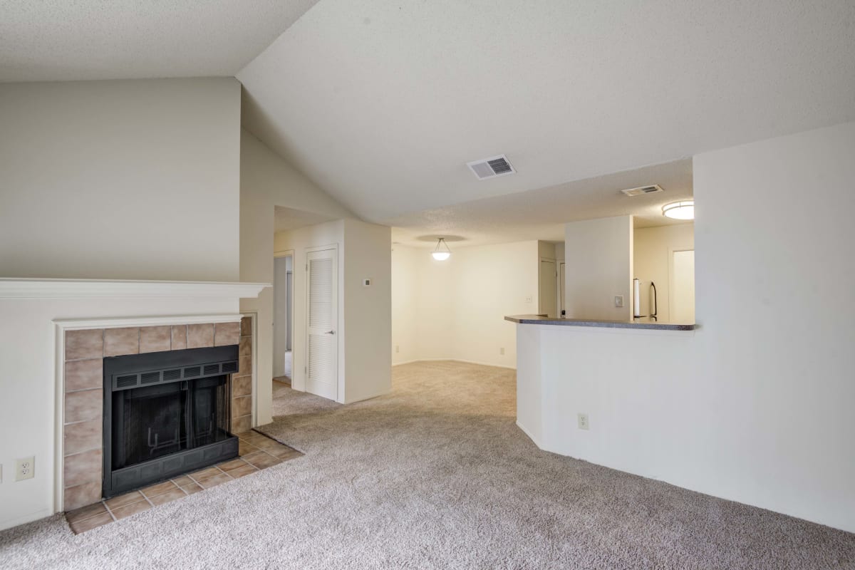 The Views at Laurel Lakes in Laurel, Maryland offers apartments with a fireplace in the living room.