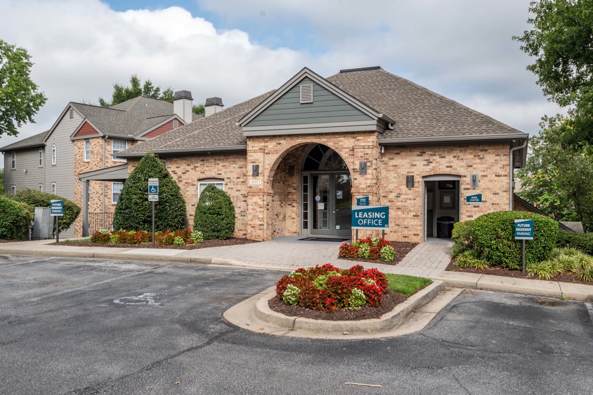 Exterior of leasing office at The Views at Laurel Lakes in Laurel, Maryland
