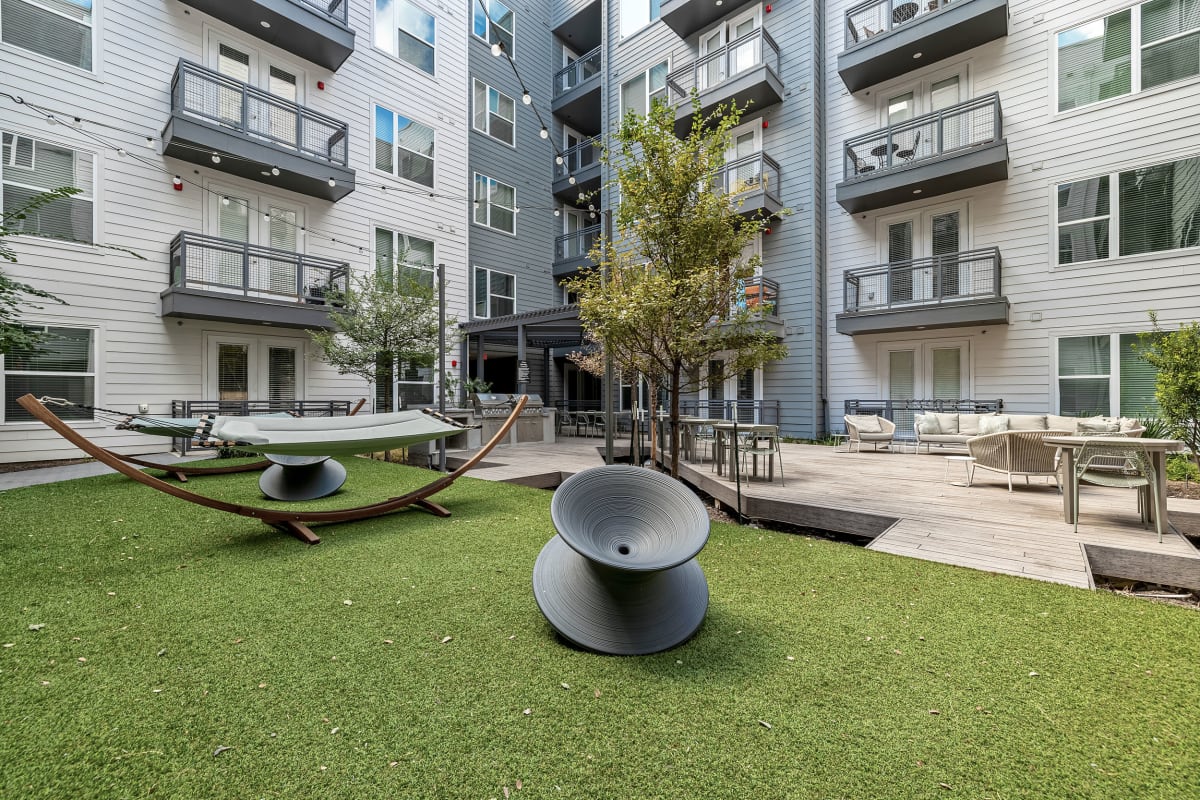 Courtyard hammock area at 44 South in Austin, Texas