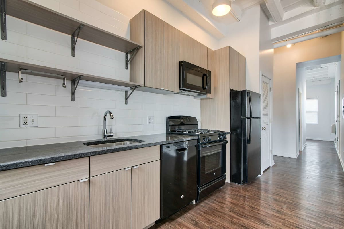 Resident modern kitchen at The Maynard at 5718 N Winthrop in Chicago, Illinois