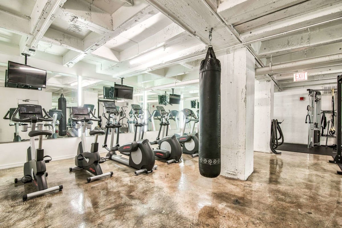 Large fitness center at The Maynard at 1325 W Wilson in Chicago, Illinois