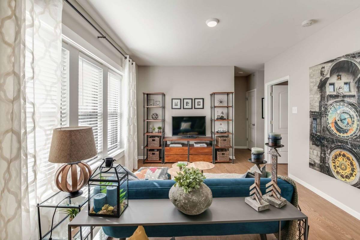 Resident living space with ample natural light at The Maynard at Elaine Place in Chicago, Illinois