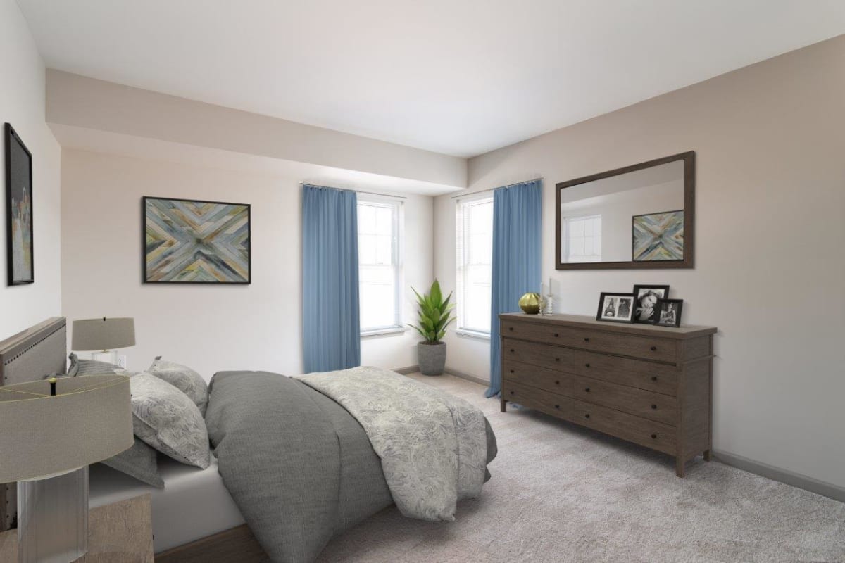 Spacious bedroom at Greenwood Cove Apartments in Rochester, New York