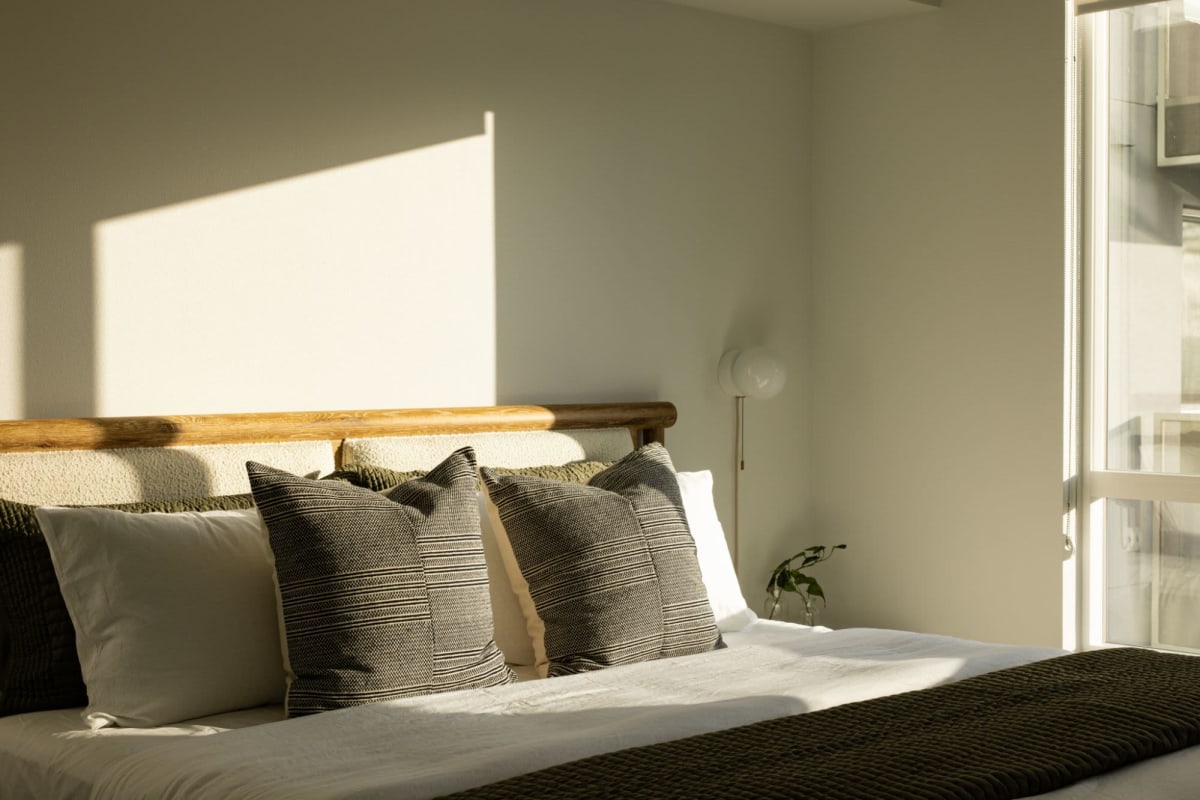 Natural light coming into a bedroom at Margo at the Society in San Diego, California