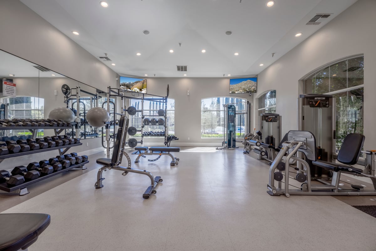 Fitness center at Villagio Luxury Apartments in Sacramento, California