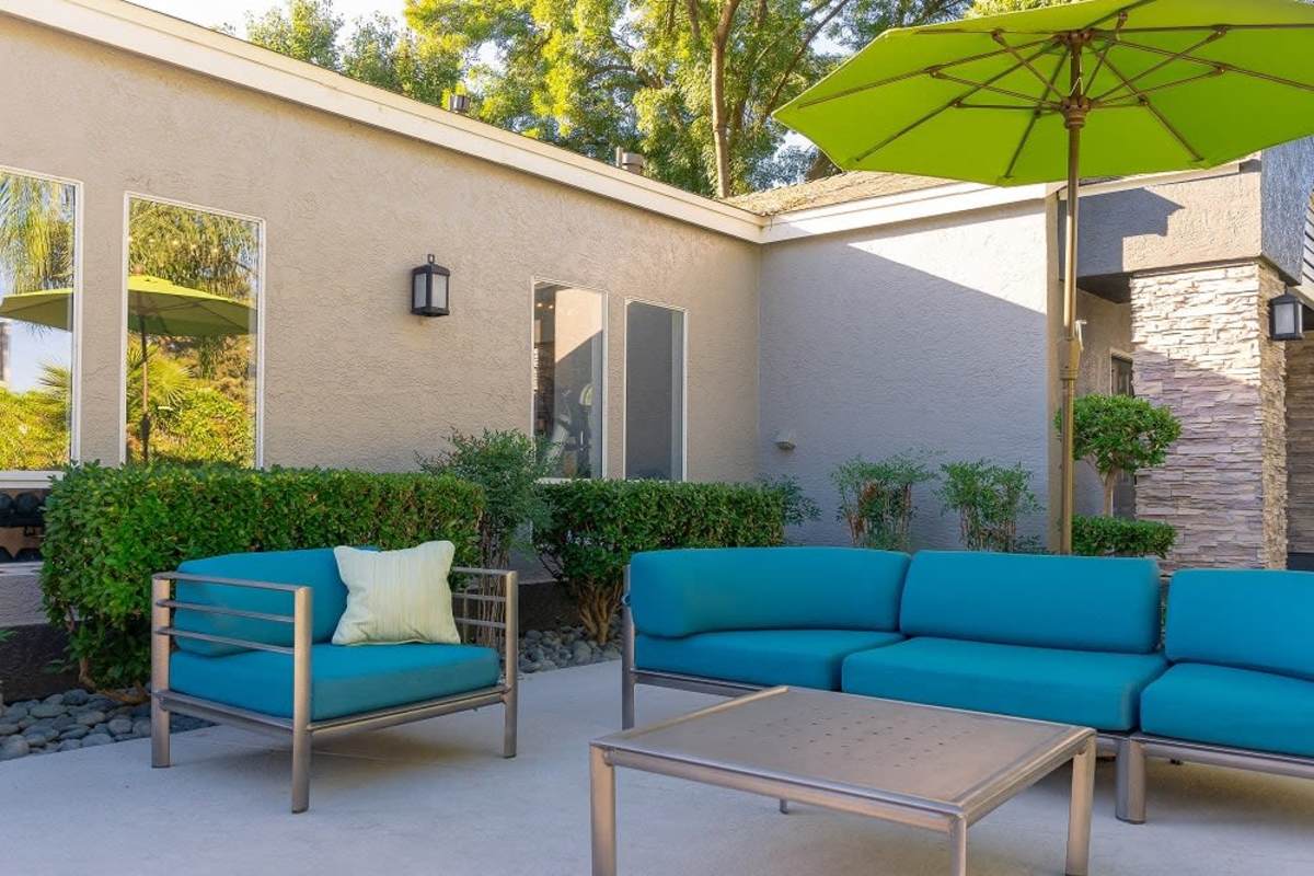 Outdoor community area at Manchester Court in Modesto, California