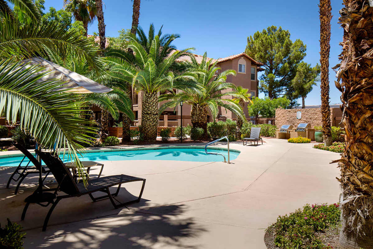 Lounge chairs by the pool at Court in Las Vegas, Nevada