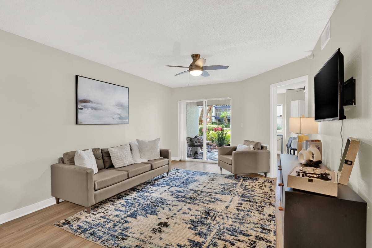 Our Modern Apartments in Tampa, Florida showcase a Living Room