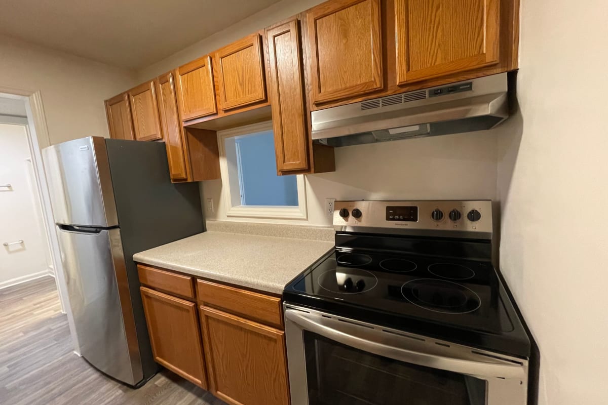 Stainless-steel appliances in an apartment at Foxcreek Apartments in Winston Salem, North Carolina