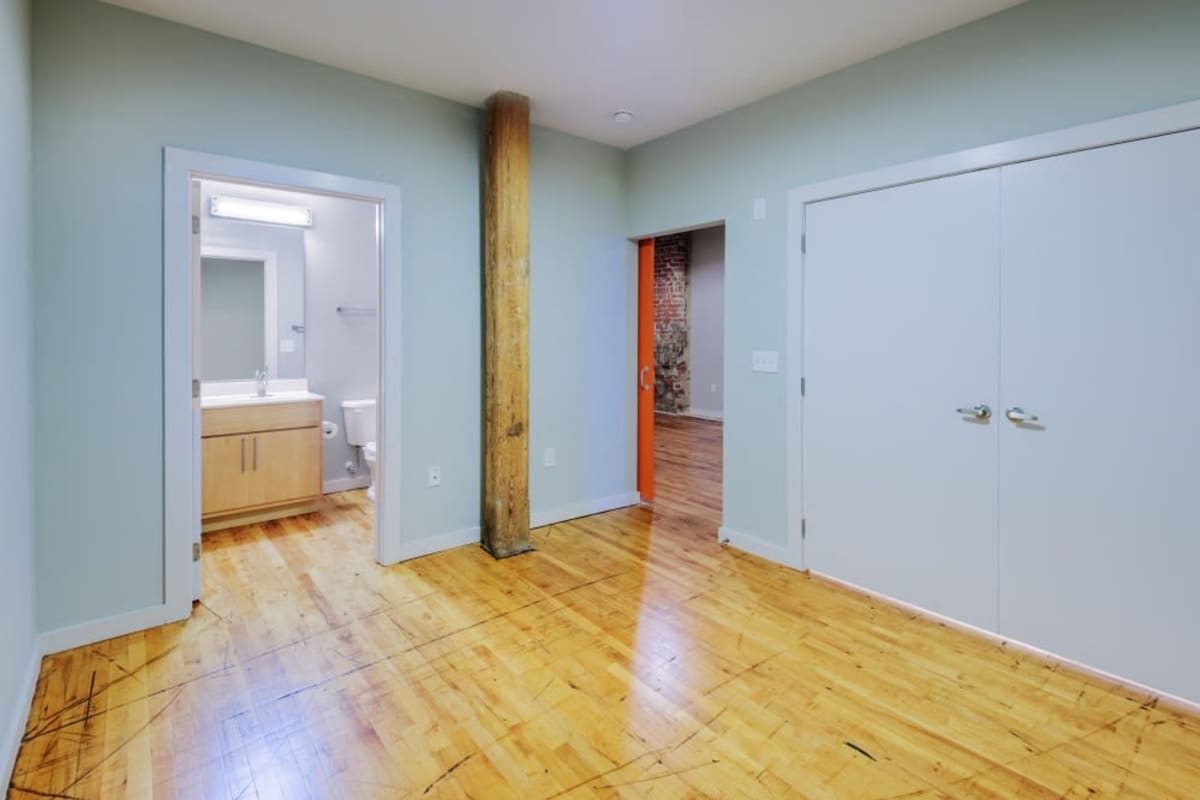 Original wood flooring in a home at Mill 800 in Winston-Salem, North Carolina