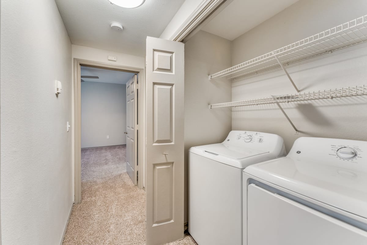 Washer and dryer in an apartment at Parkside Crossing in Austin, Texas