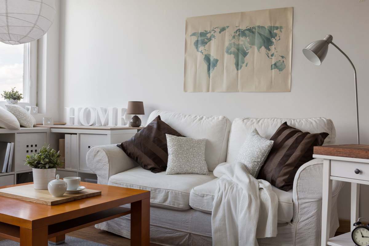 Comfortable living room in a model home at Eclipse on Broad in Athens, Georgia