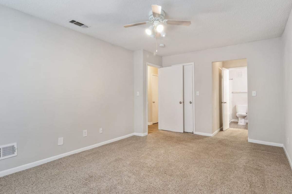 Ceiling fan in an apartment bedroom at Wyndcliff Galleria in Smyrna, Georgia