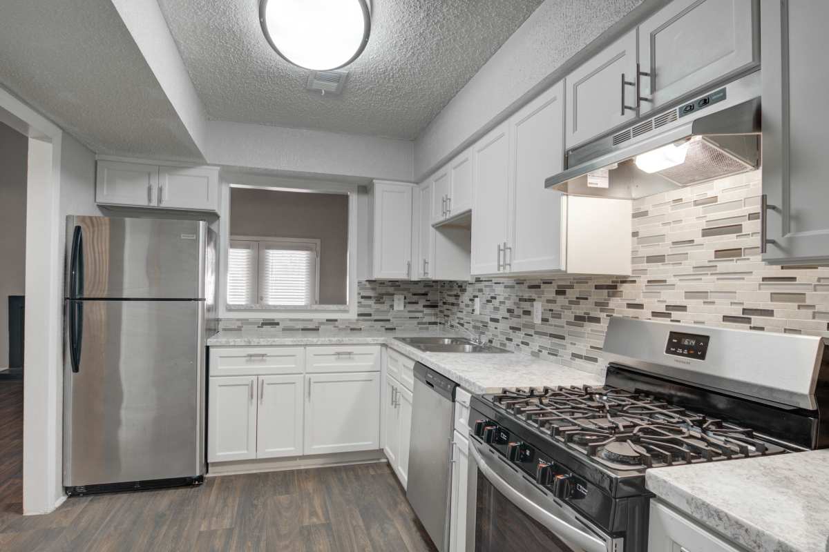 Apartment kitchen at Mirador at Idlewood in Clarkston, Georgia