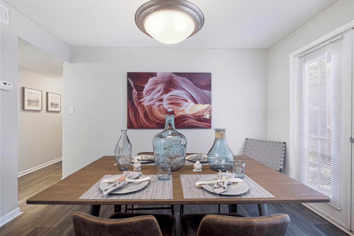 Dining room in an apartment at Springdale Glen in Clarkston, Georgia